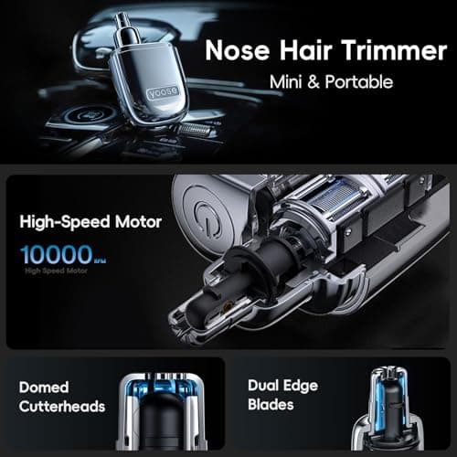 yoose Nose Trimmer, Portable Alloy Nose Hair Trimmer for Men Women, Rechargeable, Washable Nose Trimmer, Detachable Head, Easy to Clean, Travel Size, Dual Edged Blades, Painless Trimming, Green — view 6