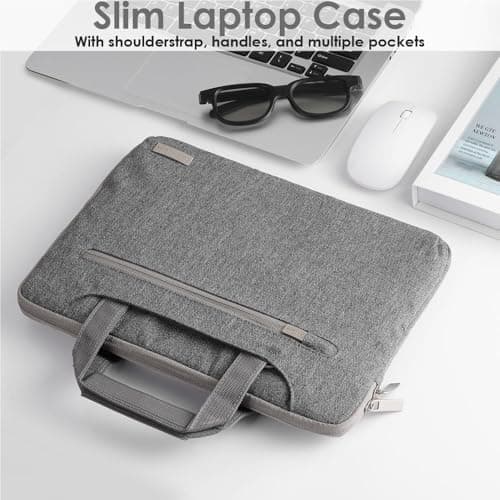 TECHGEAR Case for 12.8" - 13.6" Laptops, Portable Multi-function Laptop Case with Adjustable Shoulder Strap, Luggage Strap & Suppressible Handles, Portable Sleeve Organiser Case Cover + Pockets GREY — view 4