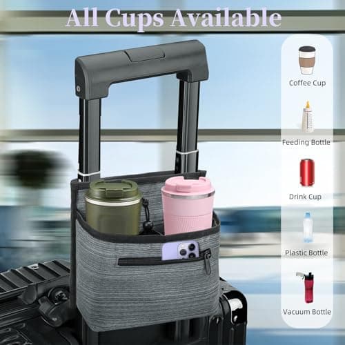 WRINGKIT 2 Pack Luggage Cup Holder for Suitcases, Free Hand Drink Carrier — view 6