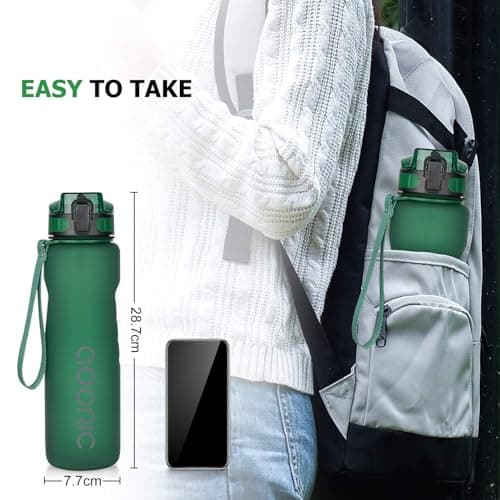 ADORIC Sports Water Bottle 1L, BPA Free Tritan Leak Proof Gym Bottle, Green — view 5