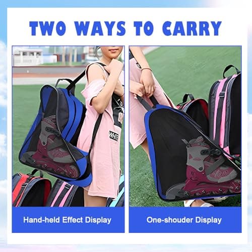 PERFETSELL Bag Adult Roller Skate Bag Ice Skate Ice Hockey Bag Ski Boot Bag with Adjustable Carry Strap Ice Skate Bag for Ice Hockey Skates for Men Women (Sky Blue) — view 5
