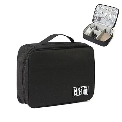 HCFGS Travel Cable Organiser Bag, Electronics Accessories Organizer Bag, Universal Carry Travel Gadget Bag for Cables, Power Bank,USB Drive, Charger Hard Disk (Black) — view 5