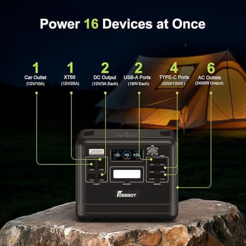 FOSSiBOT F2400 Portable Power Station 2048Wh, 2400W Battery Backup for Home Power Cuts, <10ms UPS Emergency Power Supply, 240V UK Sockets LiFePO4 Generator for Garage, DIY & CPAP, Black — view 5