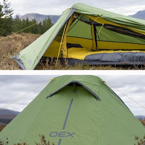 OEX Phoxx 1v2 1 Man Tent with Porch, Lightweight & Easy to Pitch Technical Tent for 1 Person, Compact Pack Size, Ideal for Backpacking, Hiking & Wild Camping, 5000mm HH, Green (Forest Green) — view 3