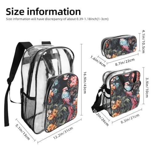 WZYCWB hummingbird of prey Patterned backpack set (lunch bag and pencil case) | Perfect for school, work, business trips, and travel. — view 3