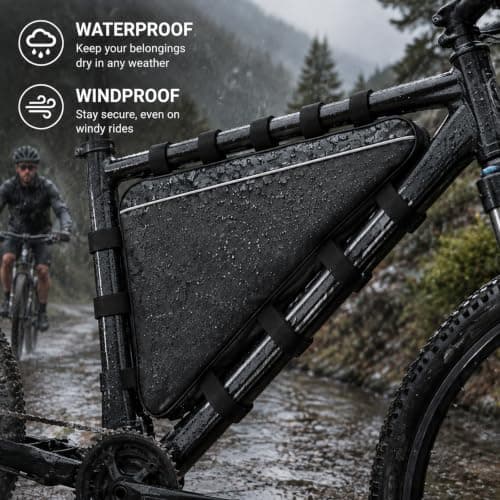 RUHUHUR Ebike Battery Bag,49x41x30cm Large Waterproof Triangle Storage Bag,1680D Oxford Bag for Easy Installation and Secure Storage,Secure Mount Cycling Pannier for Commuting and Touring — view 6