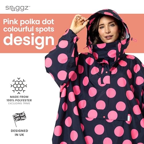 Snuggz Adult Polka Dot Rain Poncho, Lightweight Waterproof Hooded Rain Coat — view 3