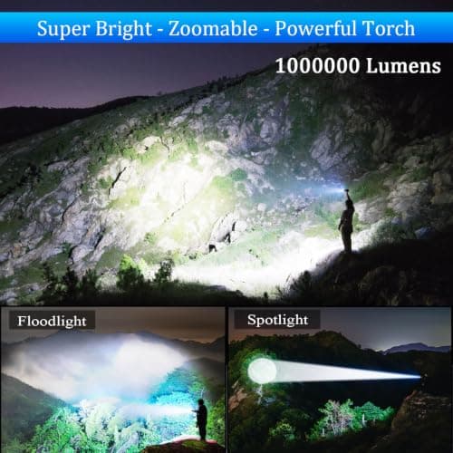 Jayxinli Torches LED Super Bright 1000000 Lumen Rechargeable 10800 mAh — view 2