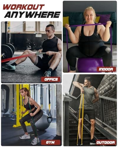 Fitense Resistance Bands Set for Men Women - 6 Resistance Levels Pull Up Bands, Exercise Bands Resistance with Door Anchor, Training Poster & Pouch for Body Stretching, Pull Up Assist — view 5