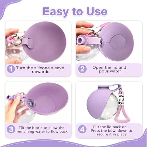 2-In-1 Portable Dog Water Bottle with Bowl 285Ml Silicone Clear Travel Drink Water Bowls for Small Dogs Transparent Collapsible Pet Feeding & Watering Container Supplies for Walking Hiking Travels — view 6