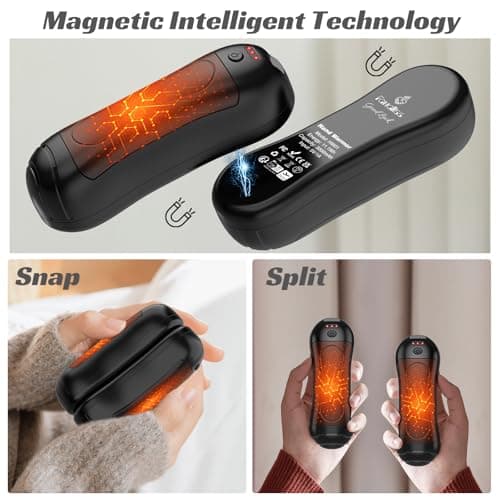 FANDLISS 2-in-1 Hand Warmer Rechargeable,Portable 6000mAh,3 Heat Mode,Black — view 5