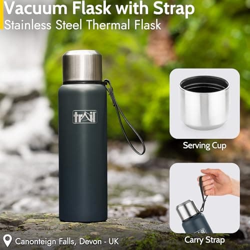 Trail Vacuum Flask with Strap, Camping & Travel, 800ml, Dark Grey — view 2