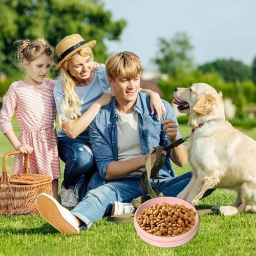 DEARBAG Travel Bowls Dog & Cat, Portable Pet Food & Water Bowl, Plastic Feeding Bowl with Lid and Carabiners, Pet Feeding Watering Dish for Outdoor Camping Hiking, Easy to Carry (380mL) (Green) — view 5