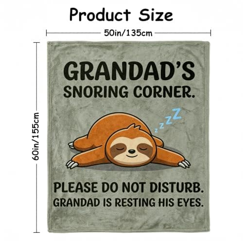 Funny Grandad Gifts from Grandchildren, Cozy Sloth Blanket for Grandparents, Grandpa Birthday Presents from Grandkids, Personalised Gift for Grampy From Grandson Granddaughter on Christmas, 50 x 60 in — view 2
