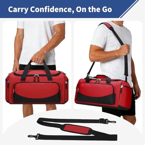 LONALIA Small Holdall Bag 30L, Gym Duffle Bag, Red — view 6