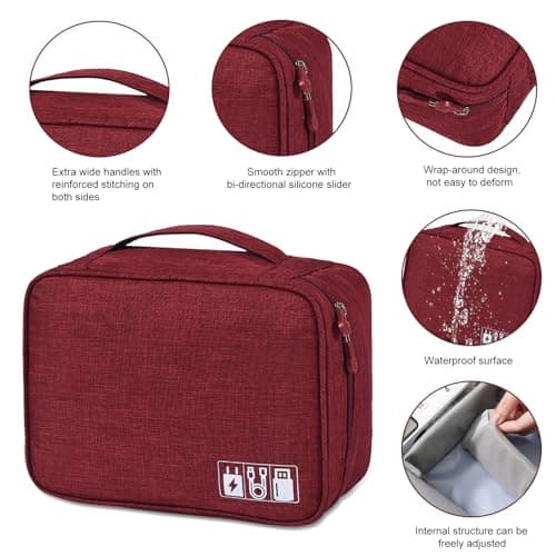 Megcdtr Electronic Organizer, Travel Cable Organiser Bag(Burgundy) — view 3