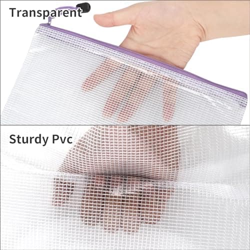 EOOUT 20pcs Mesh Zipper Pouch, Waterproof Zipper Bags, 8 Sizes Plastic Travel Pouch, 10 Colors, Multipurpose for Board Game, Travel Storage, School Supplies, Office Appliances, Home Organize — view 3