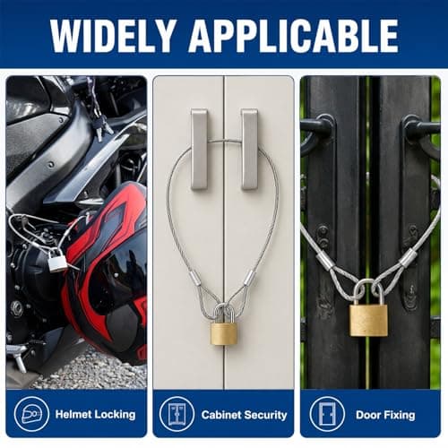 5 Pcs Stainless Steel Cable with Loops, 12inch Vinyl Coated Wire Rope Long Rope Lanyard Lock Stainless Chains for Outdoor Gates, Stage Lighting, Luggage Lock Wire Rope, 2 mm Thickness — view 6