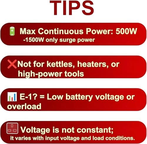 Yinleader Power Inverter 12V to 240V 1500W Peak 500W Continuous, 2 AC Sockets & 2 Cigarette Lighter Sockets, 4 USB Ports Car Converter — view 6