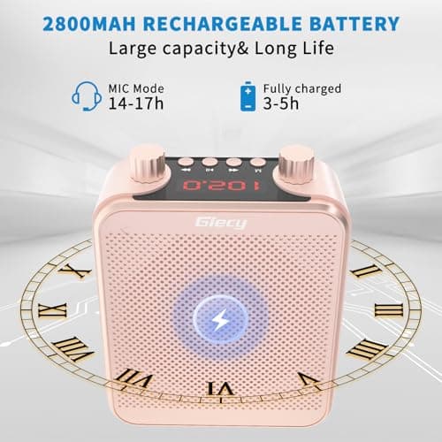 Giecy Voice Amplifier with Microphone Headset 30W Portable Multifunctional Amplifier 2800mAh Powerful Sound System for Teachers, Guides, Coaches, Presenters (Rose gold) — view 3