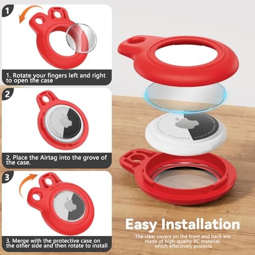 TNSNK for AirTag Holder Keyring, 1 Pack,Red — view 6