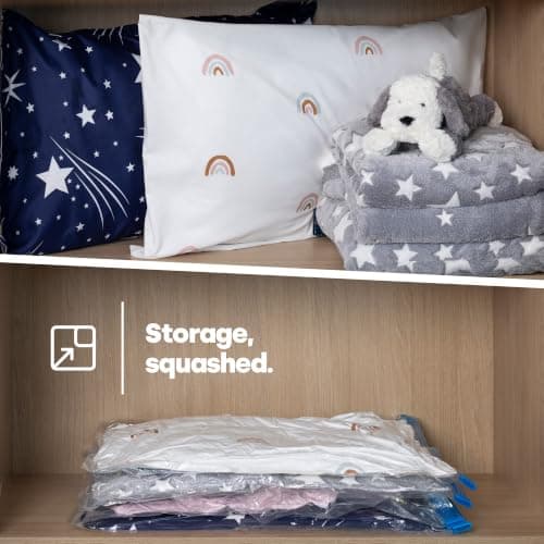 LIVIVO 8 Pack Vacuum Storage Bags - Medium Vacuum Bags for Travel Storage - Vacuum Pack Bags for Clothes, Storage, Travel, Bedding, Duvets & Pillows – Airtight, Waterproof Compression Pouches (Blue) — view 2