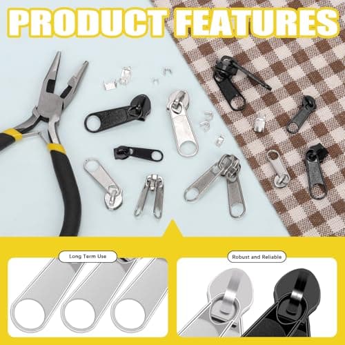 Mardatt 85Pcs Zipper Repair Kit - #3#5#8 Zipper Replacement, Single & Double, Top & Bottom Stoppers, Installation Pliers for Bags, Tents, Luggage, Jackets, Backpacks — view 3