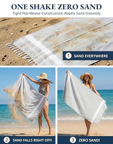 LANE LINEN Beach Towels 6 Pack, Bulk Beach Towels Oversized, Pool Towels for Adults, Pre-Washed, Sand Free Beach Towel, Fast Drying Beach Towel, 39"x71" - Classic Color — view 5