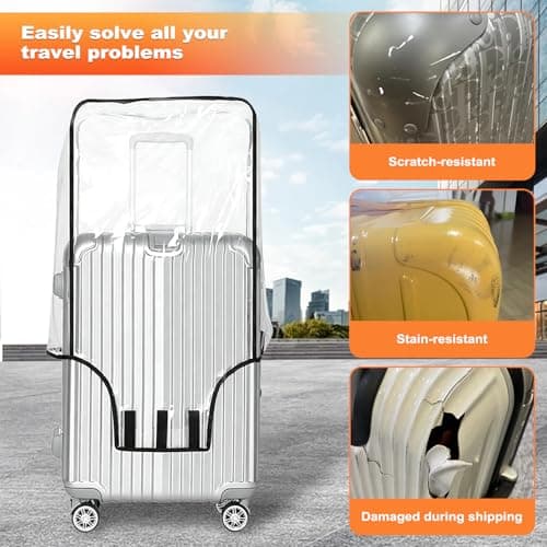 3 Pcs Clear PVC Suitcase Cover, 20/24/28 Inch Transparent Luggage Protector, Waterproof Dustproof Anti-Scratch Trolley Case Cover, Wear Resistant Reusable Luggage Accessories for Travel, Business — view 4