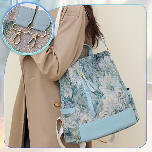Pagezol Women's Backpacks, Anti-Theft Backpack for Women, Rucksack Shoulder Bags Ladies, Waterproof Nylon Daypack, Casual Travel Backpack, Lightweight Travel Bag School Bags for Girls (B-Blue) — view 4