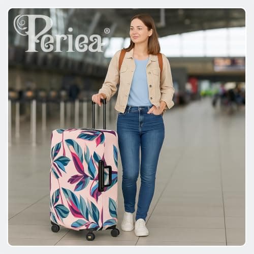 Periea Luggage Covers for Suitcases – Suitcase Cover – Premium Elasticated Material – Small, Medium, Large or Extra Large (Extra-large, Peach Leaves) — view 2