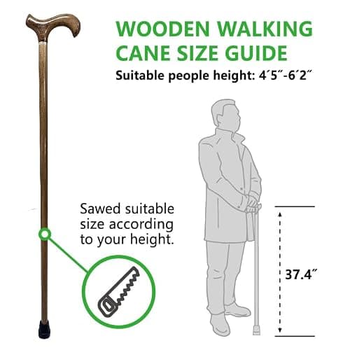 Gents Handcrafted Scorched Handle Wooden Derby Cane With Collar Walking Stick Mens Ladies - 95cm (37") (Natural) — view 5