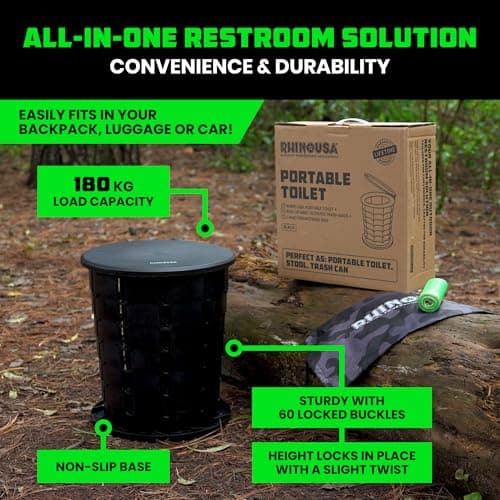 Rhino USA XL Portable Toilet for Camping (180kg Capacity) - Adjustable — view 2