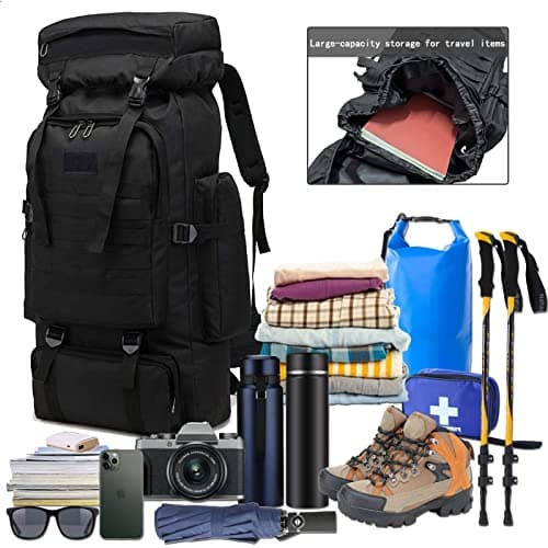 Kabxhueo Hiking Camping Backpack 60L-80L Military Tactical Backpack for Travelling Waterproof Survival Bag Large Molle Rucksack for Men for Travel Camping Hunting Fishing — view 6