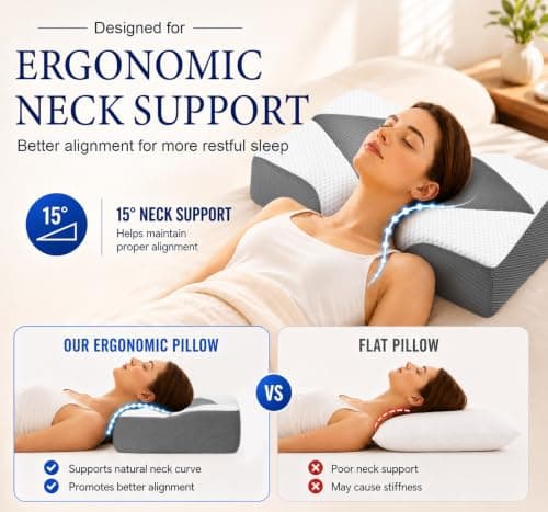 Hydomi Memory Foam Cervical Pillow for Neck and Shoulder Pain: Orthopedic Neck Support Pillows for Sleeping with Hollow Design Ear Pain Free- Ergonomic Bed Pillow for Side/Back&Stomach Sleeper — view 2