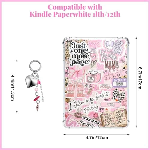LUKDNEEY 6 Pcs Inserts for E-Reader Clear Case, 2 Pcs Dust Plug Charms and 1 Keychain Charm — view 3