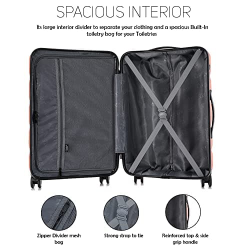 ATX Luggage Extra Large Suitcase Super Lightweight Durable ABS Hard Shell Suitcase with 4 Wheels and Built-in TSA Lock (Orange, 32 Inches,132 Liter) — view 3