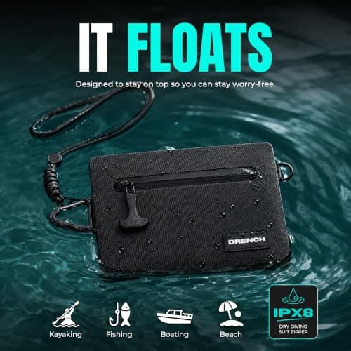 Drench Waterproof Wallet for Beach & Water Adventures, Black — view 6