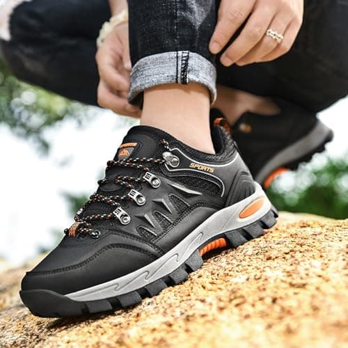 Topwolve Hiking Boots Men's Women's Waterproof Walking Shoes Low Rise Trekking Climbing Shoes Outdoor Backpacking Camping Trails Shoes,Black,6 UK — view 3