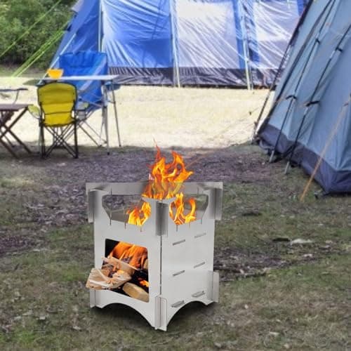TOWEBOORY Camping Wood Stove, Portable Wood Burning Stove Folding Lightweight Stove with Canvas Bag Stainless Steel stove Outdoor for Travel Hiking Picnic Camping Backpacking — view 2