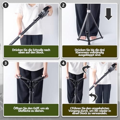 Walking Stick with Seat, Folding Portable Retractable Lightweight Sturdy Walking Stick for Elderly, Seniors, Outdoor Travel. Walking Stick with Seat, Heavy Duty Tripod Seat with Travel Bag for Adults — view 6