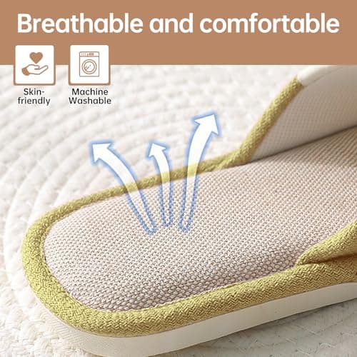 Womens Slippers, Ladies Slippers Open Toe Non-Slip Memory Foam Comfortable and Breathable Ladies House Shoes Indoor Outdoor (Yellow, Adult, Women, 5, Numeric Range, UK Footwear Size System, 6, Medium) — view 5