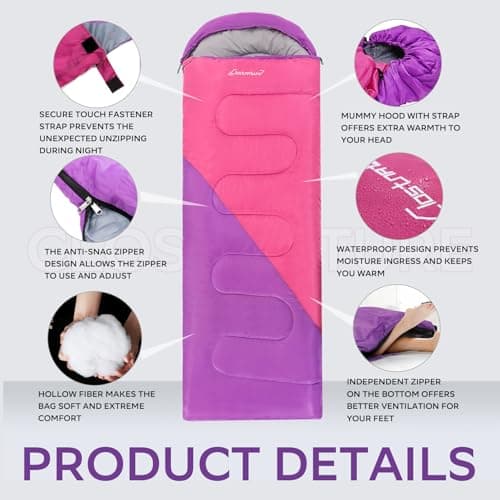 Clostnature Lightweight Camping Sleeping Bag for Adults and Kids, 3 Season — view 4