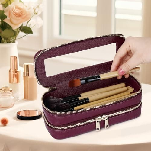 Pinkmik Makeup Brush Case Clear Travel Cosmetic & Toiletry Bag Small Makeup Bag with Zipper Purse Organizer for Women — view 2
