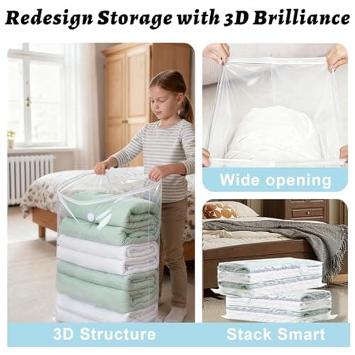 2 Pack Large Vacuum Storage Bags, 100 x 80 cm Vacuum Bags for Travel, White — view 4
