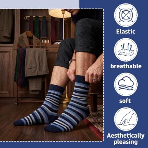 Zuimei 6 Pairs Men's Cotton Socks Business Smart Dress Crew Socks — view 5