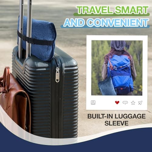 Jokureao 2 in 1 Travel Blanket and Pillow, Soft Micro Plush Portable Airplane Blanket, Ultralight Travel Blanket, Compact Foldable Flannel Blanket for Flights, Car, Business Trips — view 4