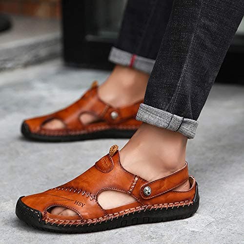 Summer Casual Adjustable Strap Shoes Walking Beach Travel Sandal Slipper Brown , 8 UK =41 EU — view 2