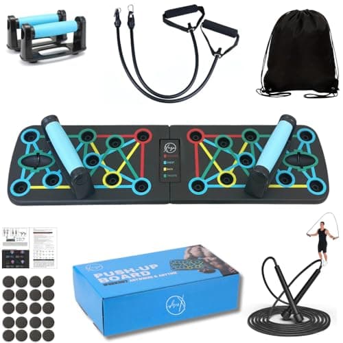 Xuza Push Up Board with Jump Rope | Multi-function Foldable Portable Press Up Board - Ultimate Home Gym Set, Storage Bag, Resistance Bands & Workout Guide - Great Gift for Men & Women — view 5