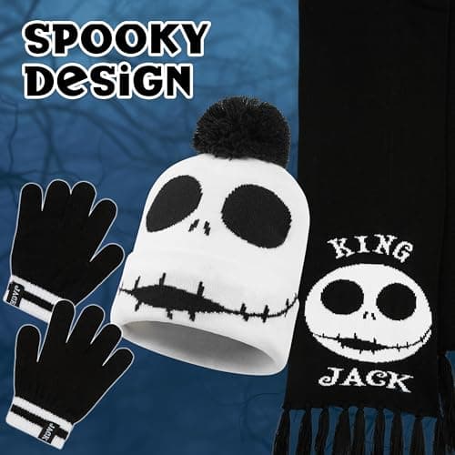 Disney Stitch Girls Beanie Scarf Teenagers Kids Gloves Winter Accessories School Travel Stitch Gifts, Choose from Sets (Black Jack 3 Pcs) — view 6